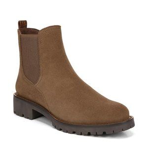 Brown taupe rainproof suede Chelsea booties